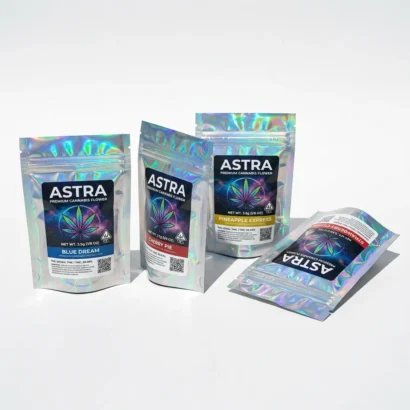 logo printed holographic mylar bags